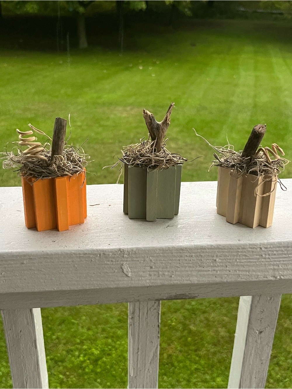 Handcrafted Mini Wooden Pumpkin Décor - Orange, Olive, Beige
